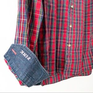 Thomas Pink Slim Fit Casual Plaid Shirt
